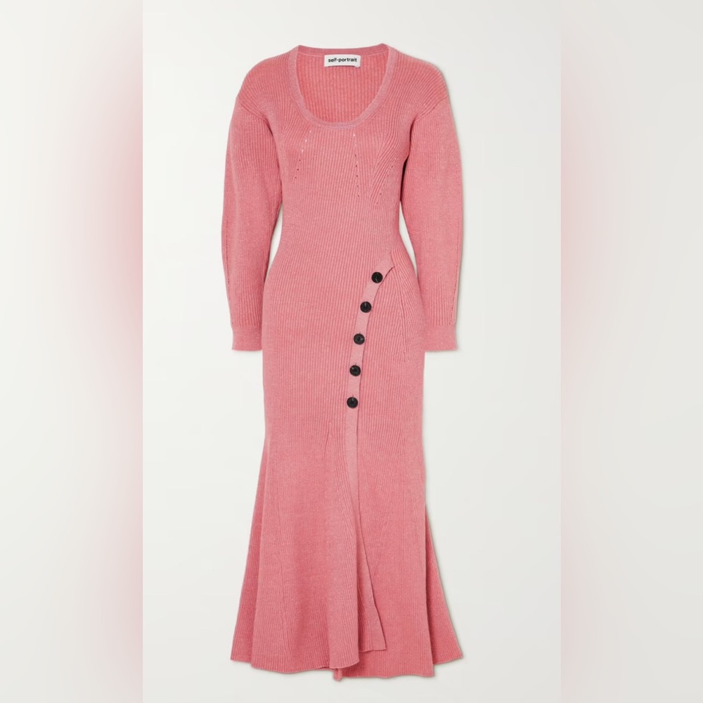 Self-Portrait Pink Long Sleeve Knit Dress